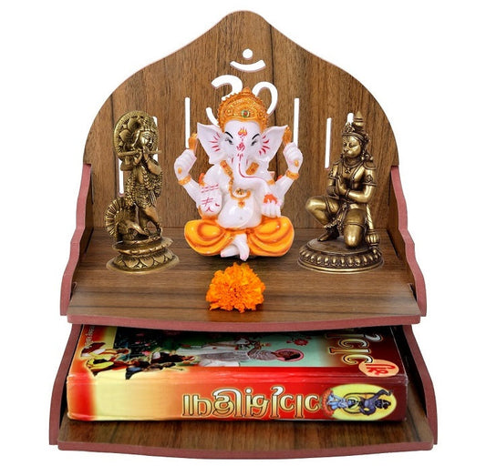 Wooden Temple for Home & Office, Light Weight Puja Mandir