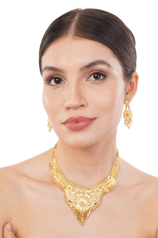 1Gm Gold Haar Necklace and Earring Set