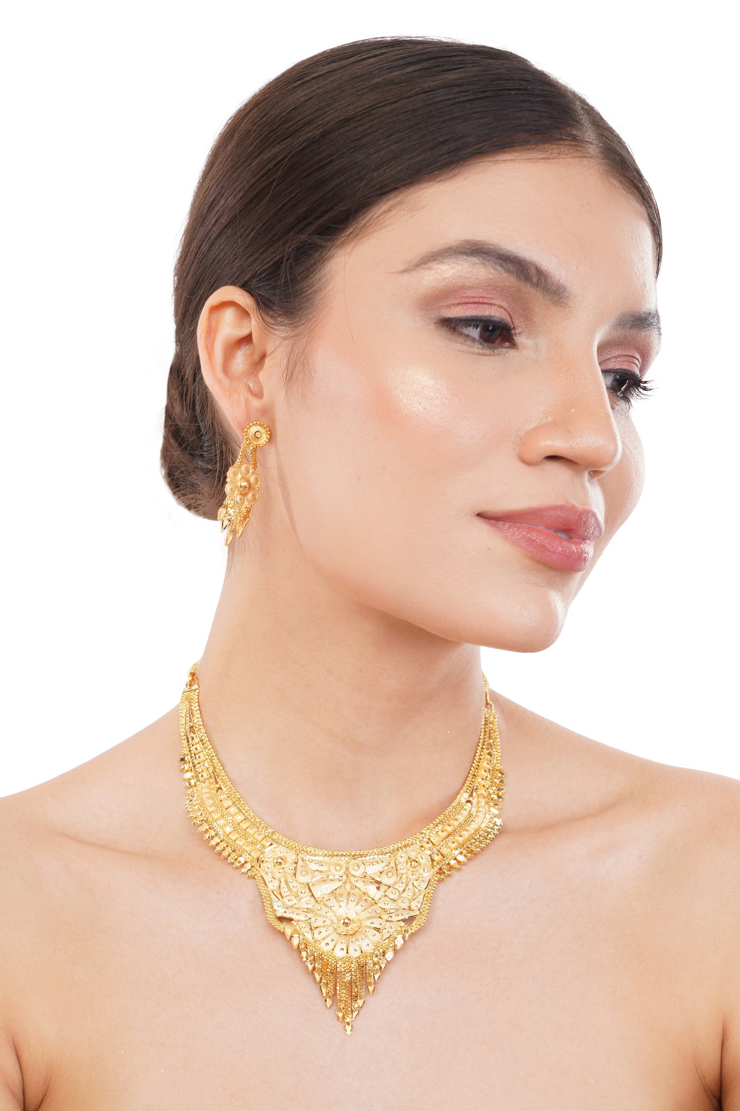 1Gm Gold Haar Necklace and Earring Set