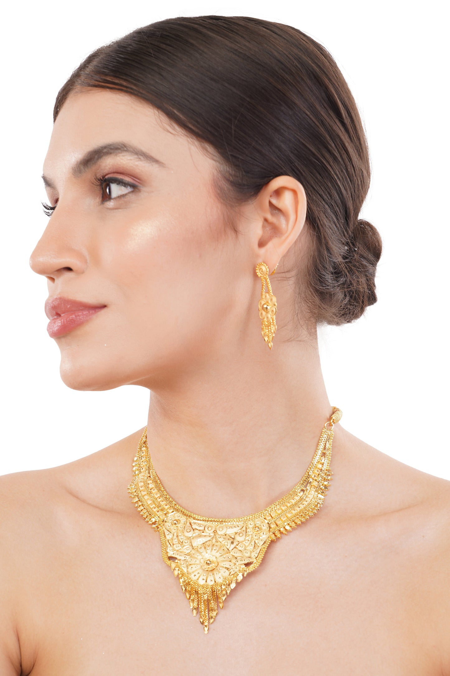 1Gm Gold Haar Necklace and Earring Set