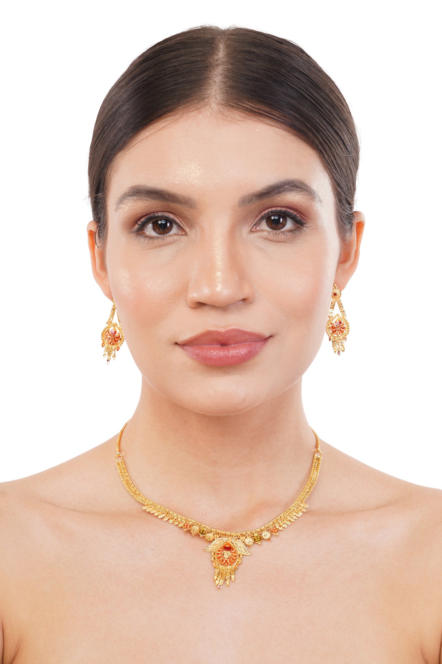 1Gm Gold Rani Haar Necklace and Earring Set