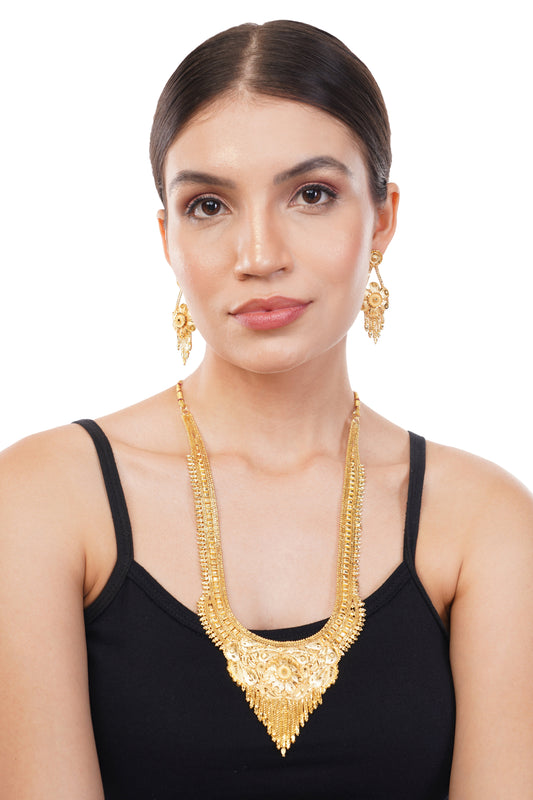 Traditional Indian 1Gm Gold Rani Haar Necklace and Earring Set