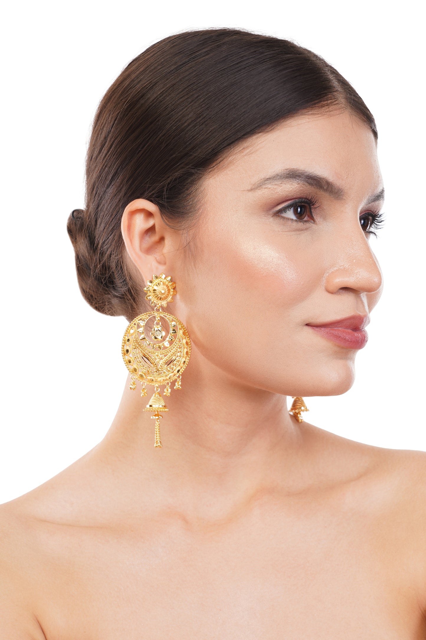 Sun and Moon 1Gm Gold Earrings