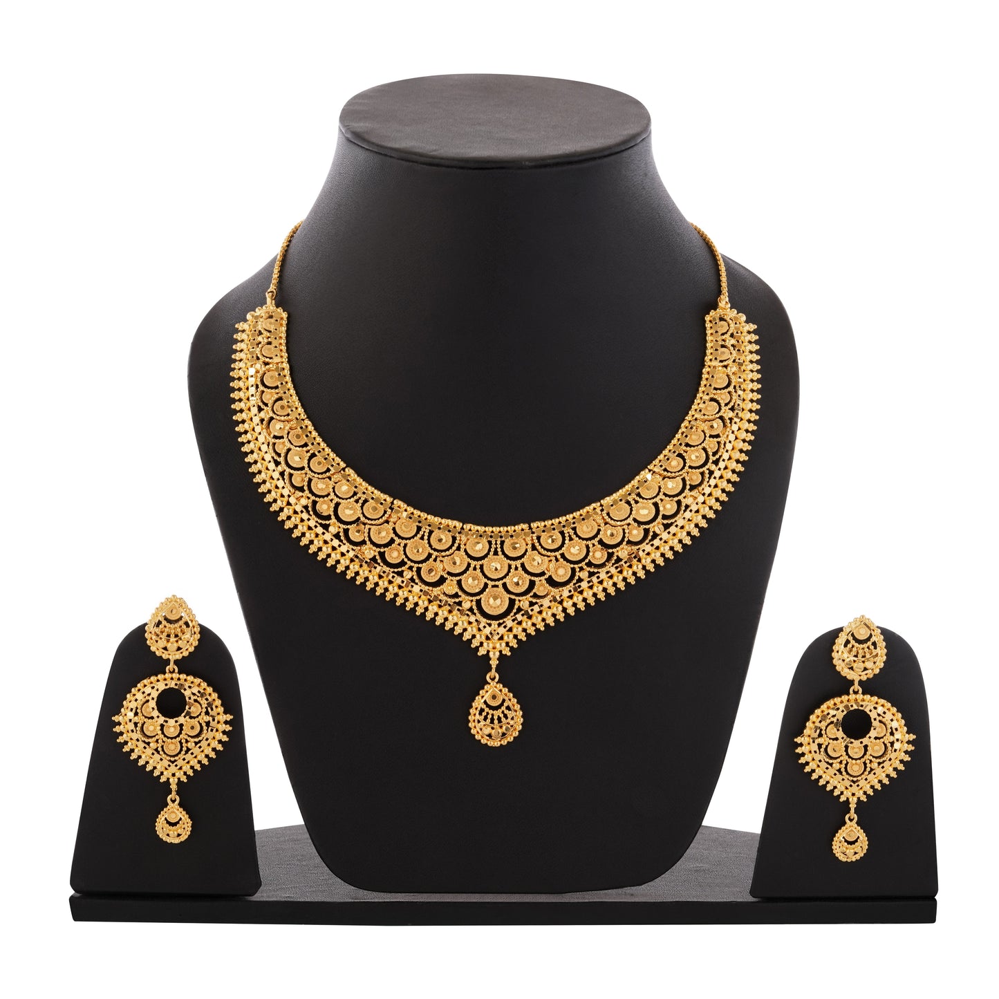 Sparkling 1Gm Gold-Plated Necklace and Earring Set